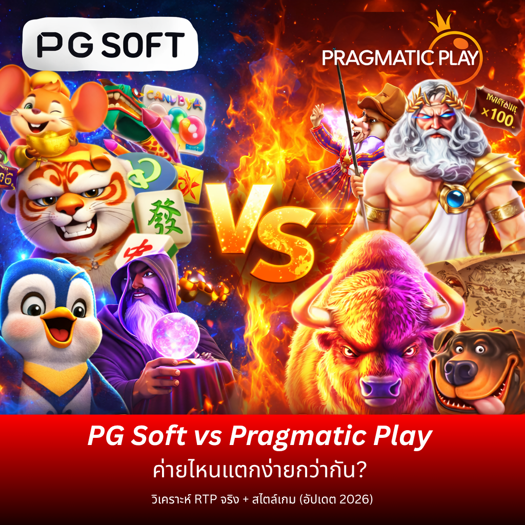 PG Soft vs Pragmatic Play ค่ายไหนแตกง่ายกว่ากัน? วิเคราะห์ RTP จริง + สไตล์เกม (อัปเดต 2026)
